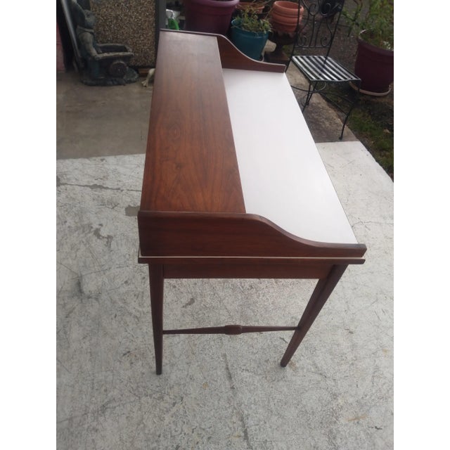 Wood Drexel MCM Biscayne Desk in Walnut With White Laminate Top For Sale - Image 7 of 7