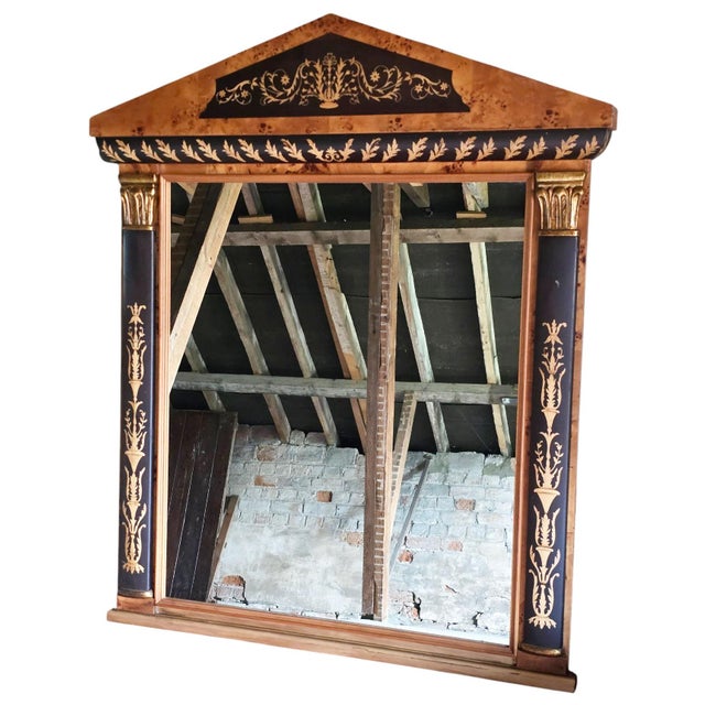 Vintage Clasical Gilt Yew and Ebonised Overmantle Mirror, 1990s For Sale - Image 10 of 10