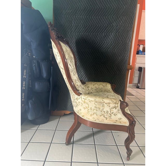 19th Century Rococo Revival Carved Bergère Armchair, in the Manner of John Henry Belter For Sale - Image 10 of 10