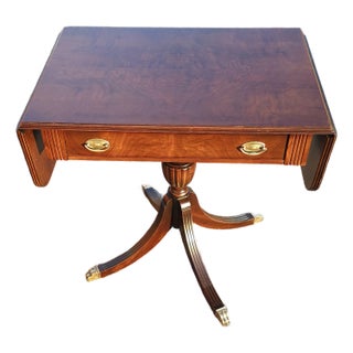 Early 20th C. George III Walnut Pedestal Drop-Leaf Sofa Table, Refinished For Sale