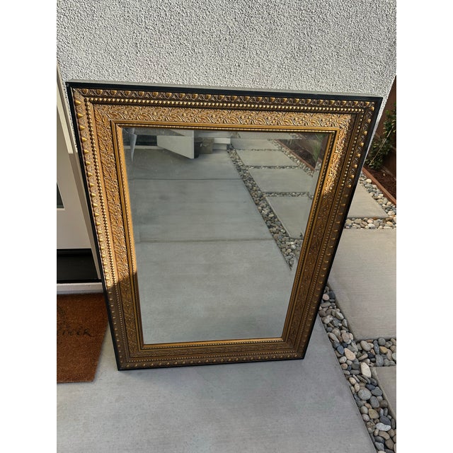 1990s Mirror by Windsor Antique Gold Leaf Motif With Black Border For Sale - Image 5 of 10