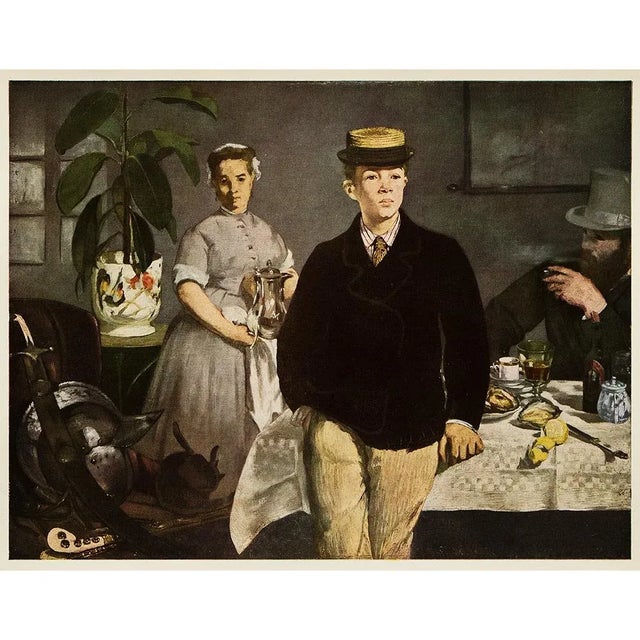Circa 1950s After Manet "The Luncheon" Vintage Full Color Impressionist Print For Sale In Dallas - Image 6 of 6