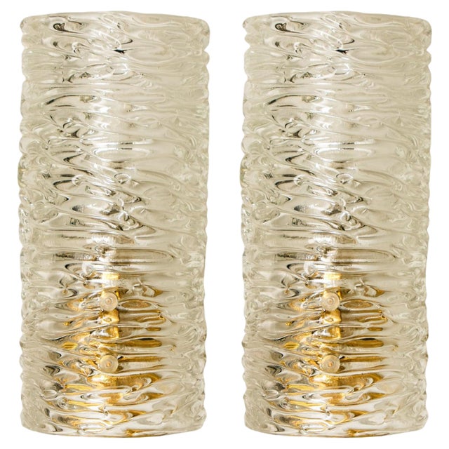 Wall Light in Handmade Brass and Glass by J.T. Kalmar, 1960 For Sale