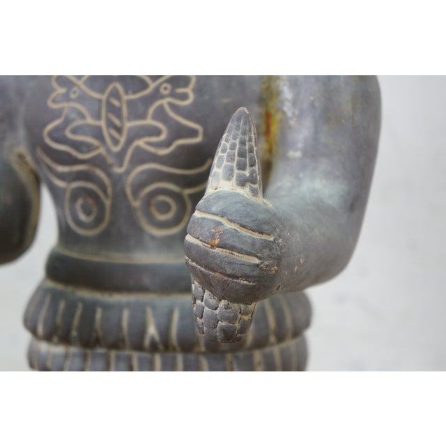 Vintage Terracotta Pottery Mayan God Maize Corn Sculpture Statue 19" For Sale - Image 14 of 14