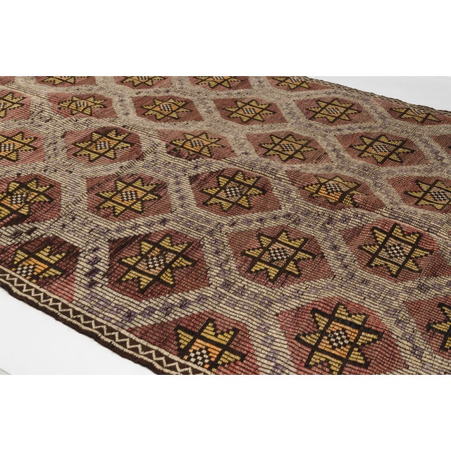 Tan Geometric Oushak Kilim Rug For Sale - Image 8 of 10