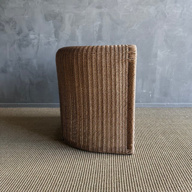 Contemporary Outdoor Woven Rope Dining Chairs With Seat Cushions For Sale - Image 3 of 10