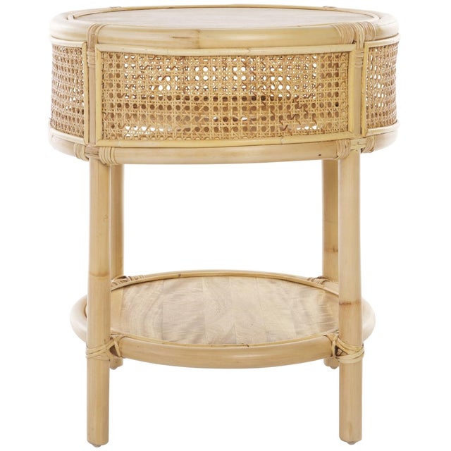Wood Arvid Round Accent Table in Natural For Sale - Image 7 of 8