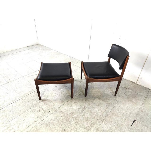 Wood Set of Mid-Century Scandinavian Lounge Chair and Ottoman, 1960s For Sale - Image 7 of 11