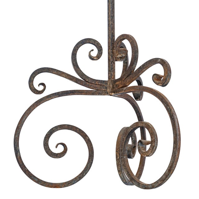 1990s Wrought Iron Spanish Revival Style Floor Lamp/ Custom Linen Drum Shade For Sale - Image 10 of 10