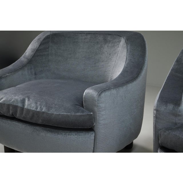 Ice Blue Mohair Lounge Chairs, Italy, 1950s, Set of 2 For Sale - Image 6 of 9