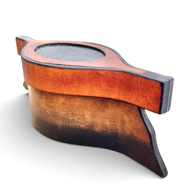 Late 20th Century Vintage Leather Craftsman Lidded Container For Sale - Image 5 of 8