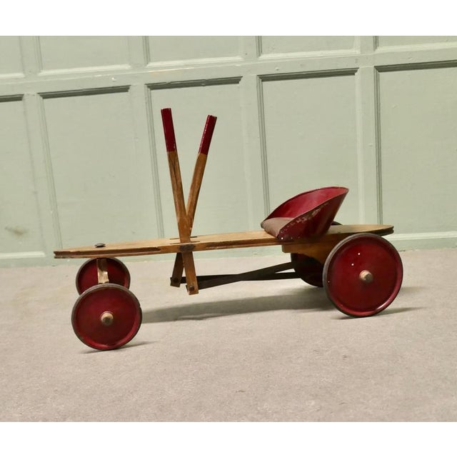 Antique Wooden Hand Operated Childrens Tricycle Car from Periclès, 1930s For Sale - Image 3 of 12
