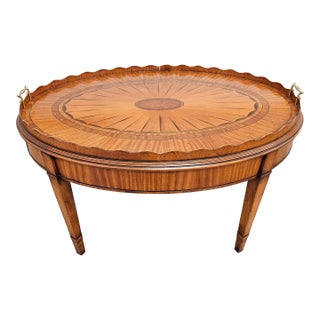 Wood & Hogan Sheraton Style Mixed Exoctic Woods Inlaid "Norfolk" Tray Table For Sale