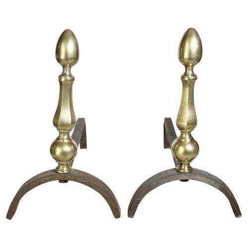 Andirons with Brass Finials, France, 1930s, Set of 2 For Sale - Image 14 of 14