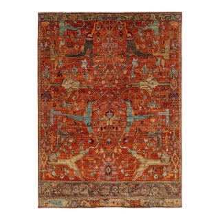 9x12 Modern Bidjar Style Hand-Knotted Rust & Sage Wool Area Rug Persian Motifs For Sale