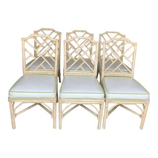 Late 20th Century Palacek Rattan Chippendale Chairs - Set of 6 For Sale