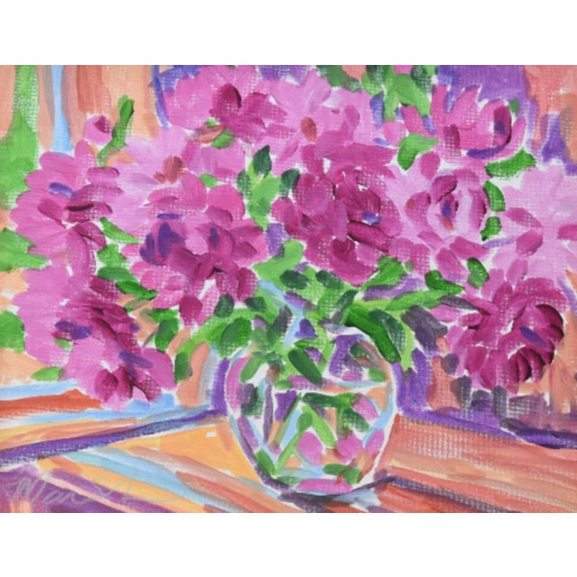 Impressionist Impressionist Vase Colorful Floral Bouquet Painting Including the Antiqued Gold Wood Frame For Sale - Image 3 of 5