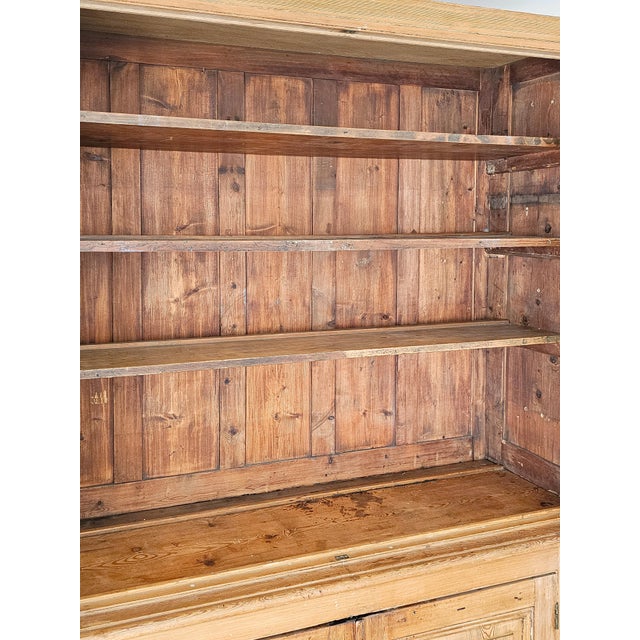 Grand Antique English Pine Cabinet With Glass Doors - Circa 1890 For Sale In Orlando - Image 6 of 14
