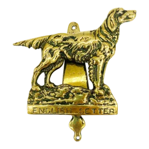 Early 20th C. English Brass Setter Dog Door Knocker – Country Estate / Equestrian
