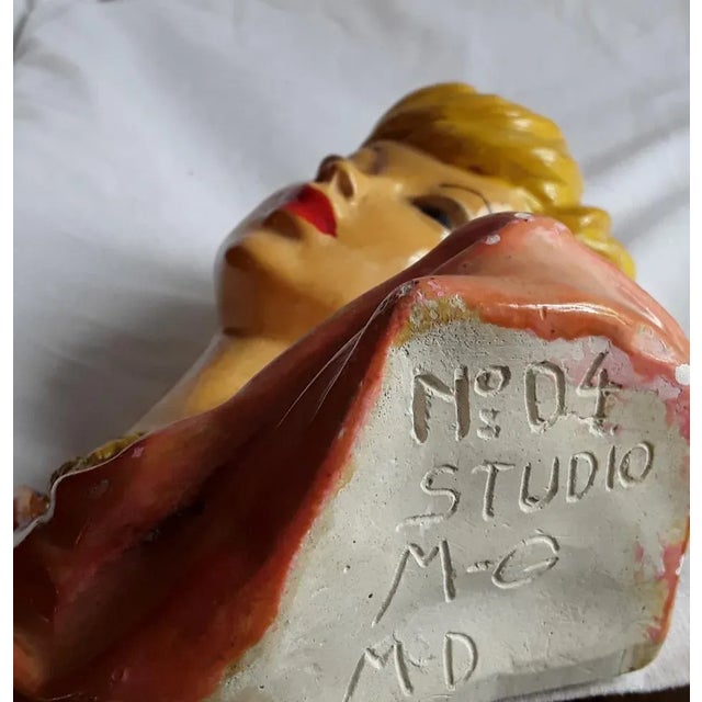 1960s Vintage Womens Bust in Colored Glazed Ceramic by Studio MG, 1960s For Sale - Image 5 of 6