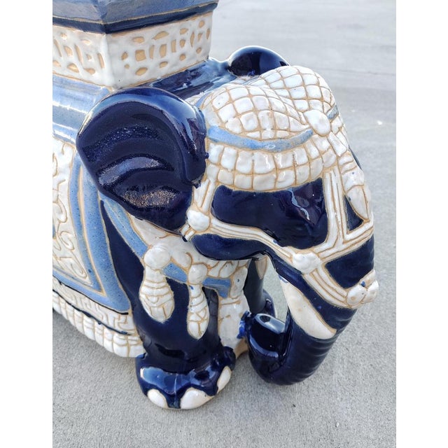 Vintage Elephant Shaped Ceramic Garden Stool or Plant Stand, Belgium, 1960s For Sale - Image 4 of 10