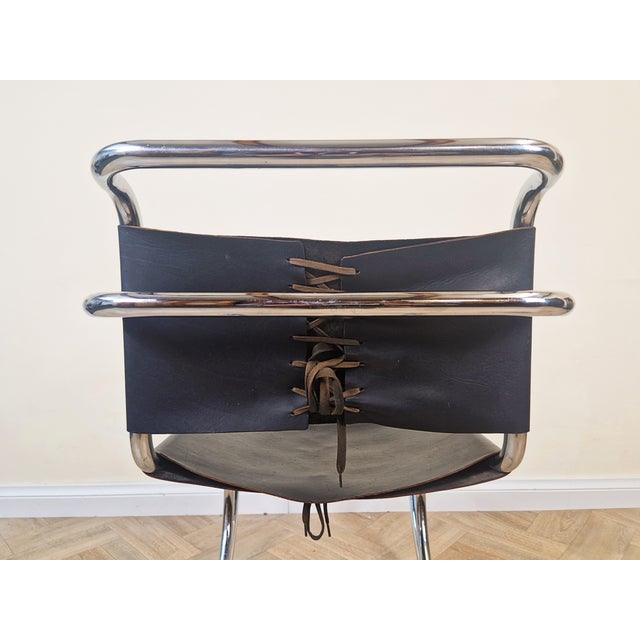 Leather and Chrome MR20 Chair by Mies Van Der Rohe for Thonet, 1950s For Sale - Image 6 of 7