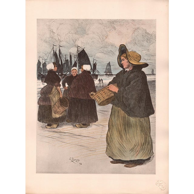 Louis Borgex, Les Sardinières, 1898, Original Lithograph For Sale - Image 10 of 10