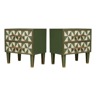 Italian Brass and Murano Glass Bedside Tables from Justfurnituress SRL, Set of 2 For Sale