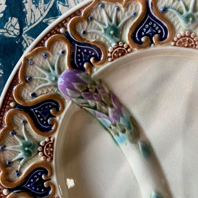 Ceramic Wasmuel Majolica Asparagus Plates, 1890s, Set of 4 For Sale - Image 7 of 11