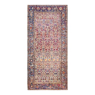 Antique Persian Rug With Beautiful Allover Diamond and Floral Pattern on Ivory Background Color For Sale
