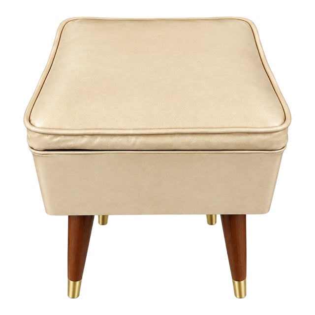 Vintage Mid Century Modern Sewing Stool Ottoman With Storage For Sale