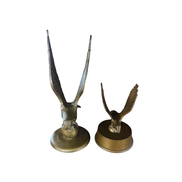 Mid-Century Modern Mid M-Century Pair of Solid Brass American Eagle Desk Accessories For Sale - Image 3 of 7