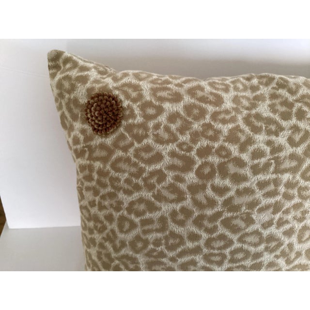 African Custom Hand Made Cowtan & Tout Fabric Tan Leopard Rectangular Pillow $290 kWholesale For Sale - Image 3 of 5