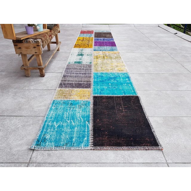 Textile Vintage Turkish Colourful Runner For Sale - Image 7 of 10