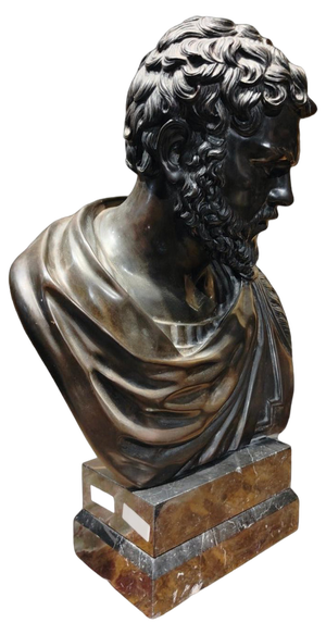 Large Roman Emperor Bust, Bronze, 19th Century