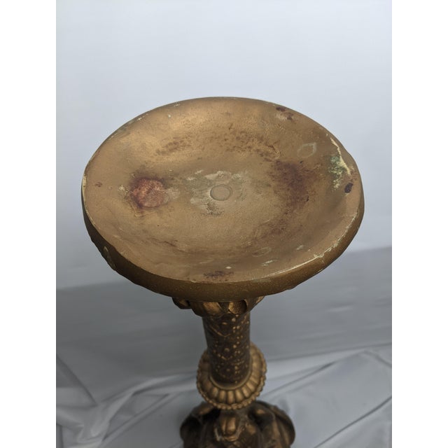Monumental Gothic Revival Angel Pedestal Candleholder With Mythological Dragon Base For Sale - Image 14 of 16