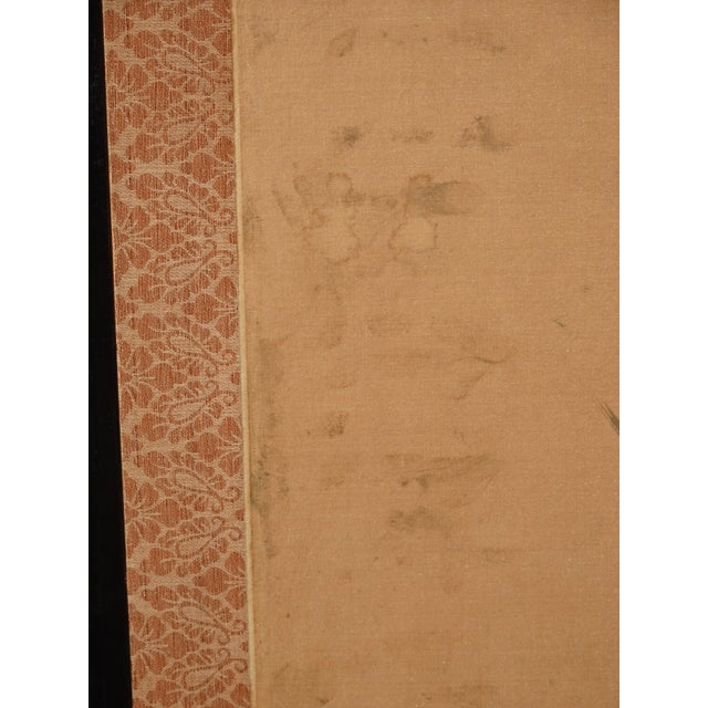 Vintage Oriental Asian Four Panel Screen With Birds & Signed For Sale - Image 4 of 13