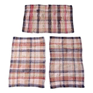 Vintage Plaid Rag Rugs Set of 3 For Sale