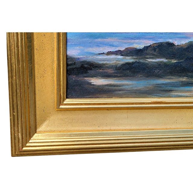 Shore Stroll, Evening, an original oil on canvas by noted American Tonalist painter Dennis Sheehan (b. 1950). This...