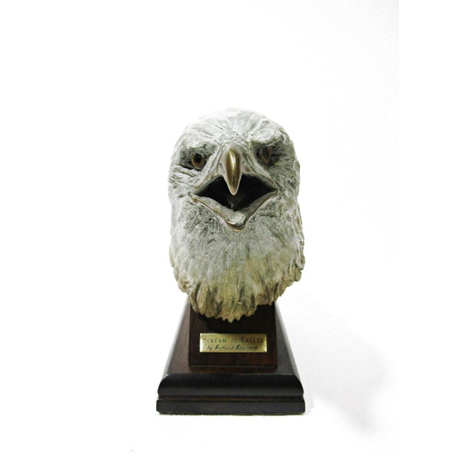 Metal Richard Lawrence 'Scream of Eagle' Bronze Eagle Head Sculpture For Sale - Image 7 of 12