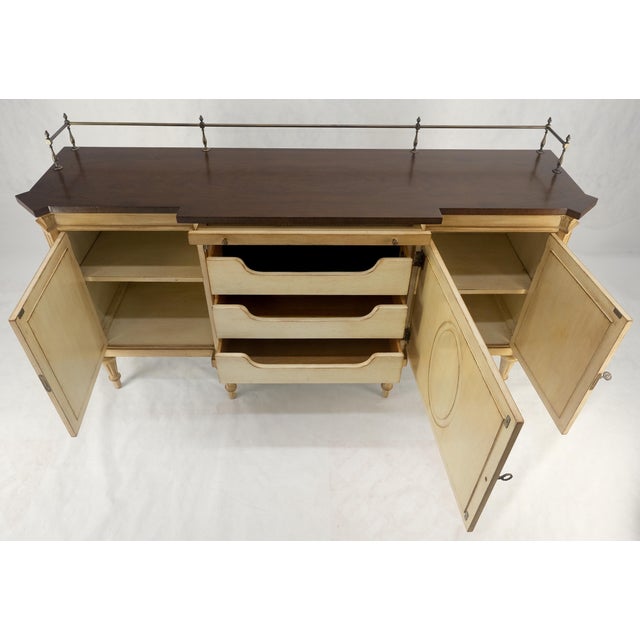 Kargers Rosewood Brass Gallery Top Fitted Drawers Sideboard Buffet Credenza MINT For Sale - Image 14 of 18