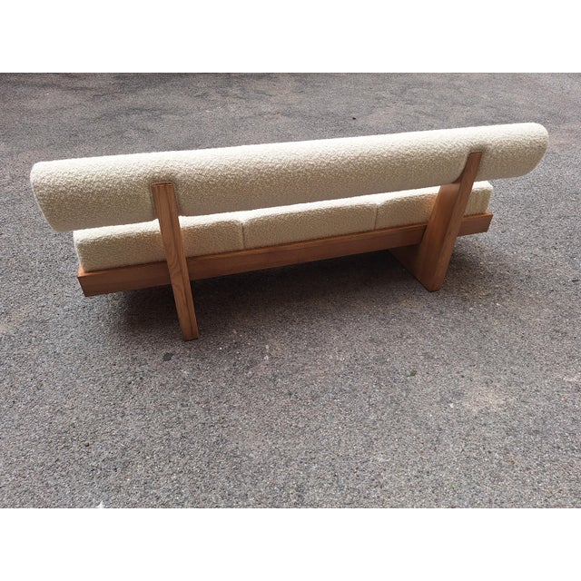 Wood Sofa in Light Wood and White Teddy Bear Bouclé Fabric, 1990s For Sale - Image 7 of 18