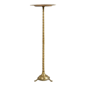 Mid-Century Brass Faux-Bamboo Pedestal Martini Drink Table