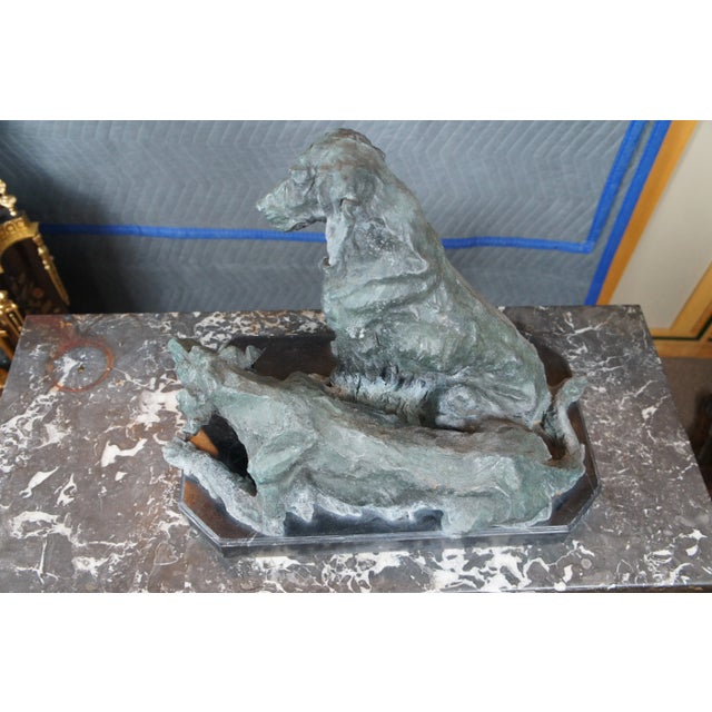 Gray Vintage Bronze Sculpture of 2 Labrador Retrievers After Pierre Jules Mene Statue For Sale - Image 8 of 10