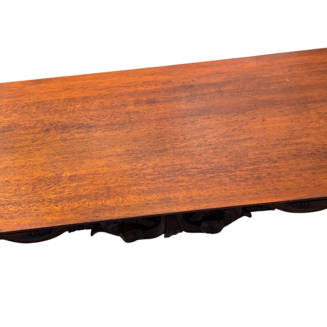 1990s Ethan Allen Mahogany Carved French Regency Sofa Hall Table Console Woven Cane For Sale - Image 14 of 18