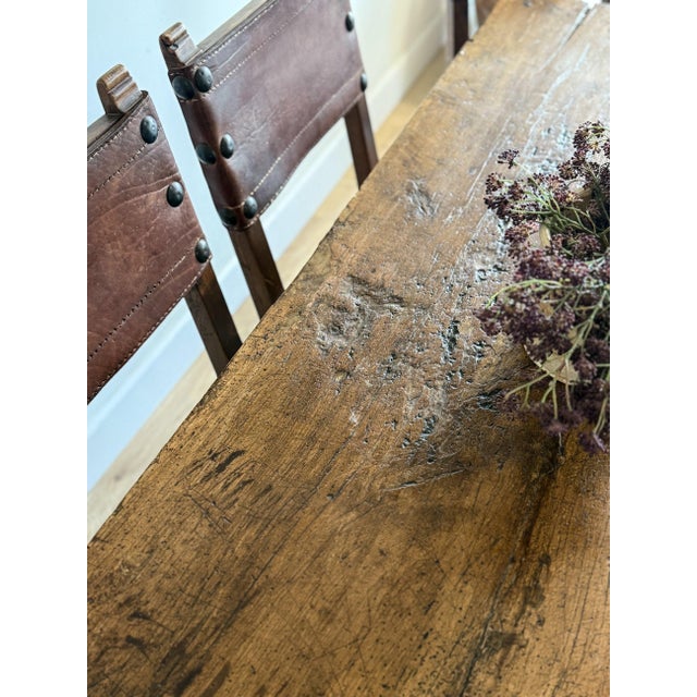 Brown Antique French Dining Table with Oak/Ash base, Fruitwood Top For Sale - Image 8 of 10
