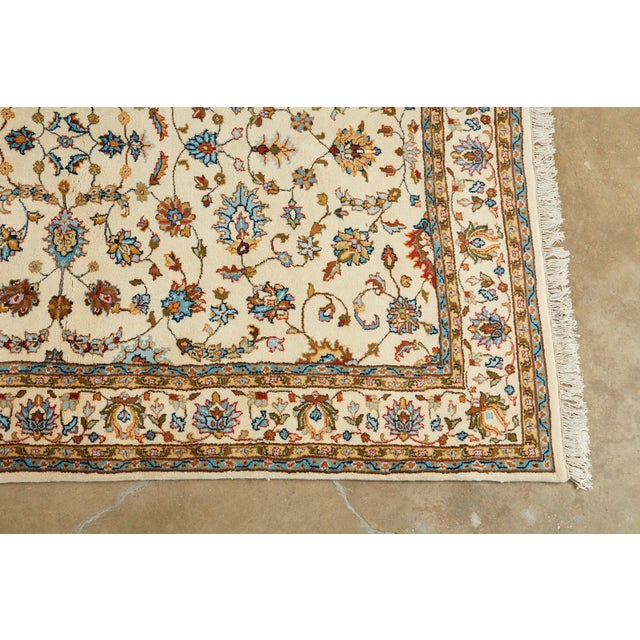 Ivory Indo Persian Kashan Design Rug For Sale In Sacramento - Image 6 of 13