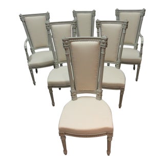 Chairs Swedish Gustavian Style Tall Back - Set of 6 For Sale