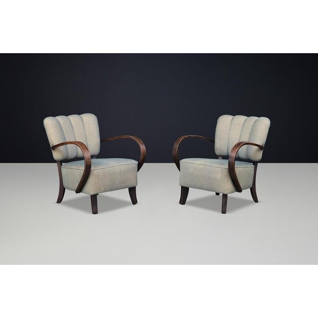 Art Deco Armchairs, Bentwood Lounge Chairs from Jindřich Halabala, Czech, 1940s, Set of 2 For Sale - Image 9 of 10