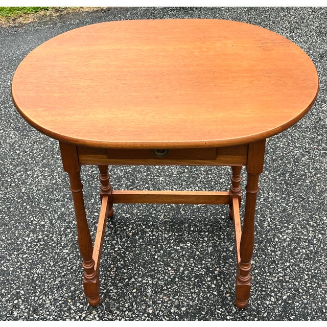 American Small Vintage 1940’s Colonial Style Walnut Writing Table For Sale - Image 3 of 9